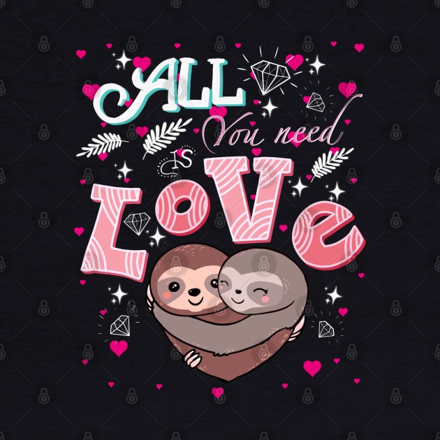 Sloths hugs, lovers couple cute, cute love by Collagedream